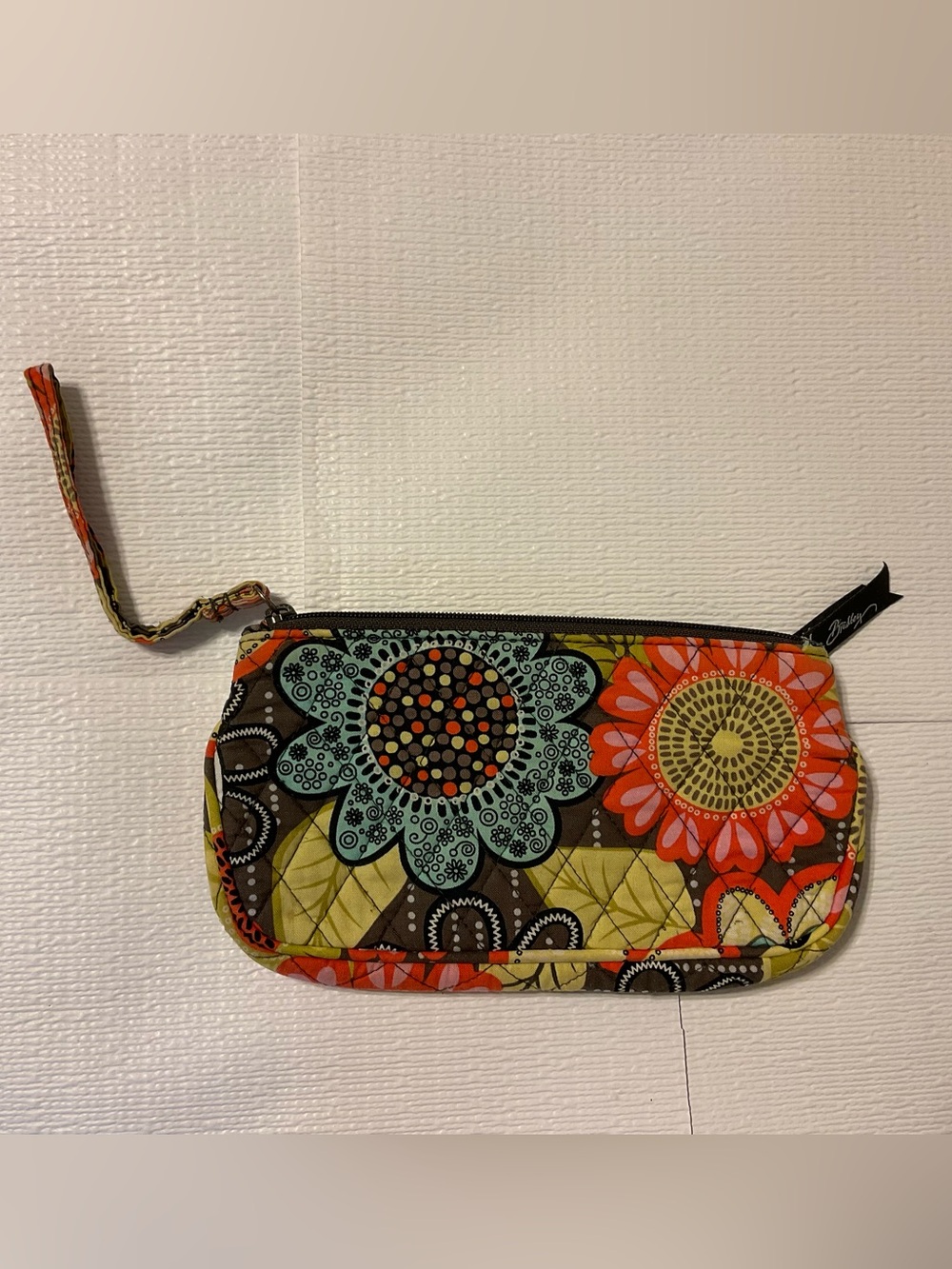 Vera Bradley Floral Quilted Wristlet Pouch - Orange, Turquoise & Olive